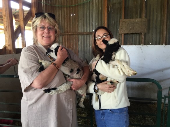 Rhonda and Amy holding lambs during RH class