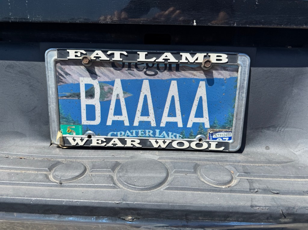 Oregon license plate that reads BAAAA