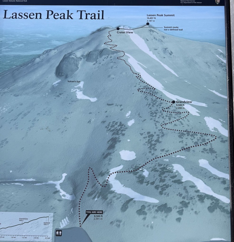 Map of Lassen Peak Trail