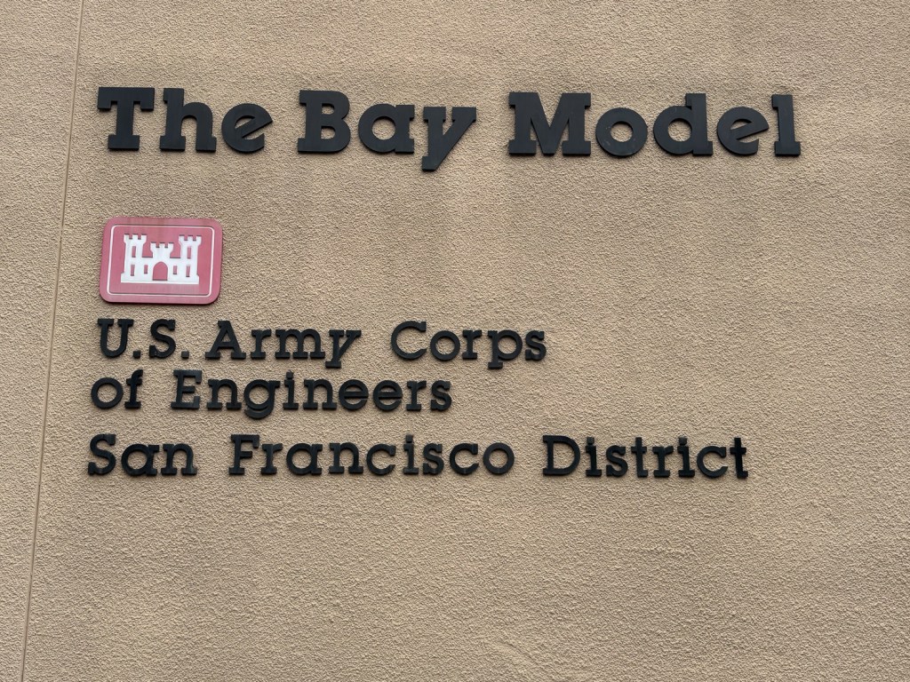 Lettering on wall, "The Bay Model, U.S. Army Corps of Engineers"