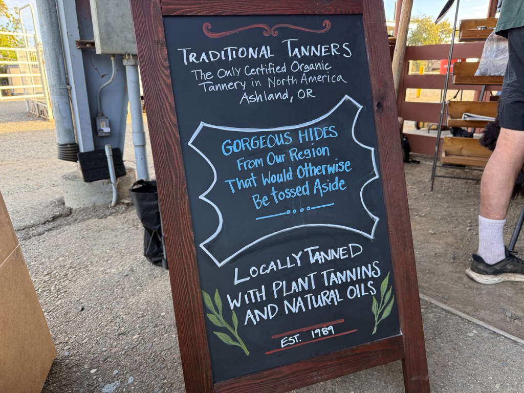 Sign about Traditional Tanners in Oregon advertising local , natural tanning services.