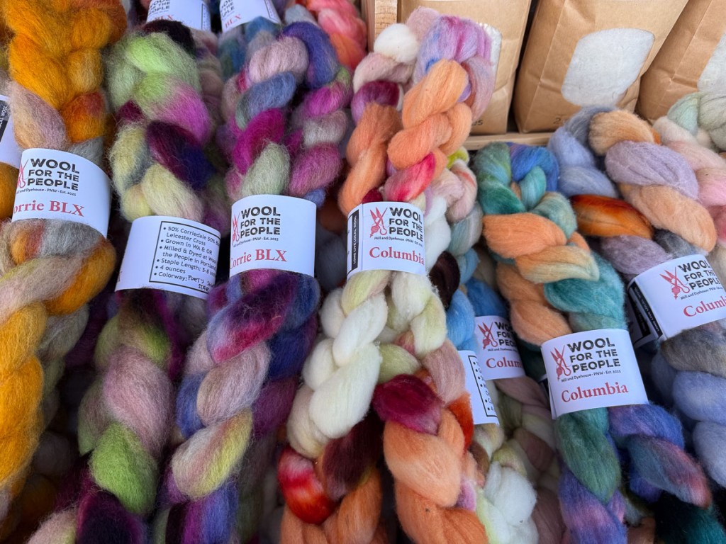 Wool roving dyed in many colors.
