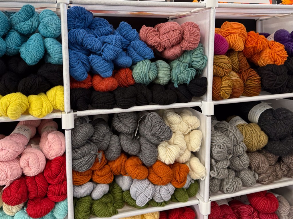 Wool yarn of all colors  in boxes for viewing.