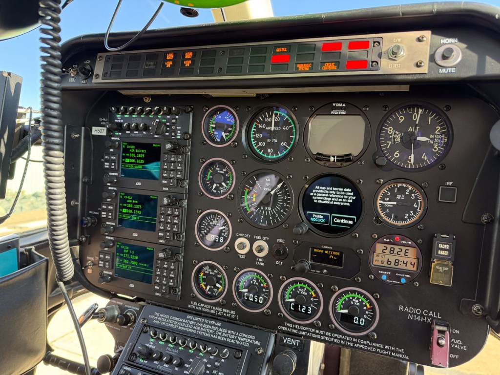 Control panel inside helicopter.